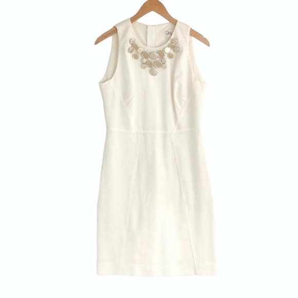 Milly ivory sleeveless sheath dress gold buttons 6 - Picture 1 of 9